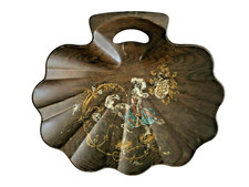 corbeille ramasse-miettes en bois Napoléon III. décor médiéval chevallier 