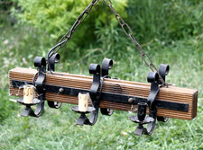 Luminaire lustre suspension 6 chandeliers bois fer forgé  A PRENDRE SUR PLACE