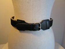 ceinture vintage G&R mazzarotto cuir noir et cuir façon python gris taille 75
