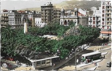 ALGERIE. ORAN. LA PLACE FOCH. BUS ANCIEN. CACHET POSTE AUX ARMEES A.F.N. 1958.