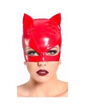 Masque petit chat en vinyle couleur rouge en taille unique ( S/M) pour femme