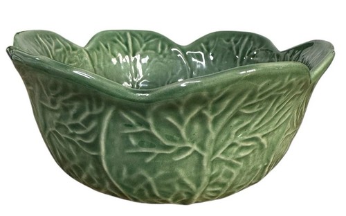 Green cabbage leaf bowl 7in - leaf,