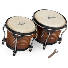 Bongo Percussion Tambour Peaux Naturel Instrument à Main Accordable Bois Tobacco