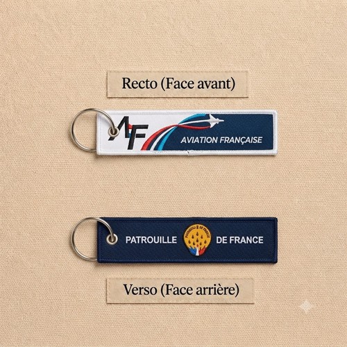 Porte clé brodé avion - avion, flamme