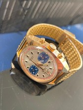 Chronographe vintage MARCEAU ORLEANS Valjoux 7734 plaqué or 10 microns NOS GOLD