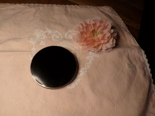 Vintage poudrier rond métal - vintage,