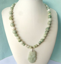 Collier jade naturel - jade, blanc