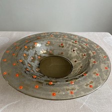 Coupe à fruits Vintage verre ambré rehaussée dessins de couleur 