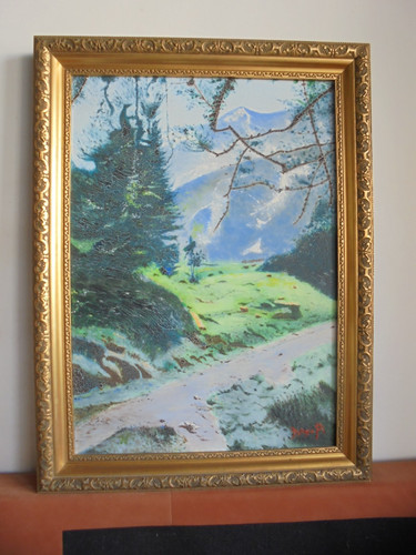 Grand tableau huile sur - , toile