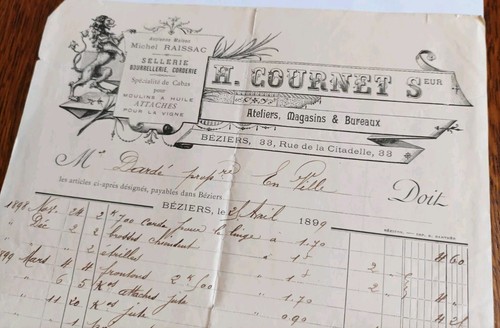 Ancienne facture 1899 - facture,