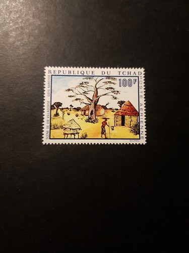 Timbre tchad tableaux noël - timbre,