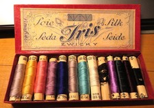 BOBINES FIL de SOIE  "IRIS "BOÎTE ancienne Lot de 8 + 5 BOBINES GUTTERMANN