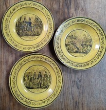 Lot 3 Assiettes Parlantes CREIL MONTEREAU ? Faïence Expédition d'Espagne 1823 