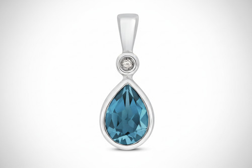 Pendentif larme topaze bleue