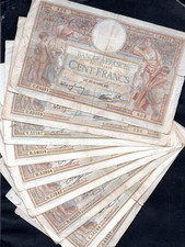 Lot de 10 billets anciens – France – 100 Francs Merson  – Banque de France (c28)
