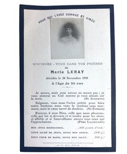 Faire Part de Décès Avec Photo Marie LERAY  1908