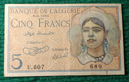 Billet algérie francs - algérie,