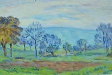 Tableau ancien impressionniste Paysage arboré du pays basque vers 1930 