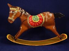 Ancien jouet original cheval à bascule en tôle peinte années 1940 Germany
