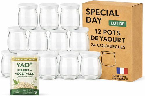 Pot yaourt verre avec - de, en
