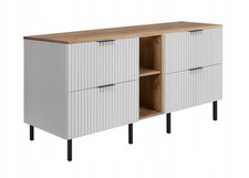 Meuble sous-lavabo sur pied FLOW 140 cm blanc avec plateau et étagère