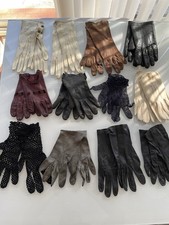 lot de 12 paires de gants tres anciens en cuir et peaux  vintage/7419V1