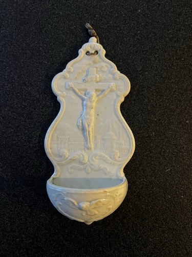 Ancien bénitier porcelaine - ancien, en