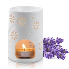 Bruleur Huile Essentielle, Bruleur Bougie Fondant en Céramique, Blanc Brule P...