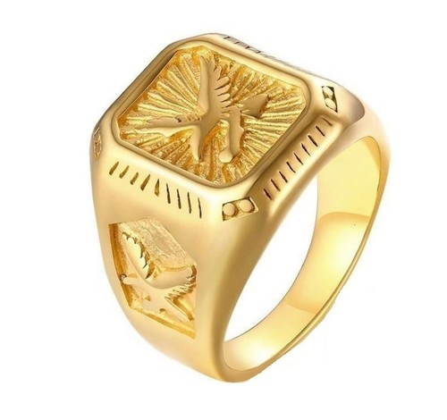 Bague aigle acier couleur - bague,