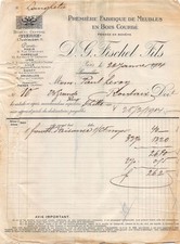 1914 PREMIERE FABRIQUE DE MEUBLES EN BOIS COURBE D G FISCHEL FILS A PARIS -