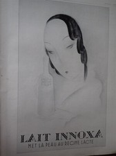 LAIT INNOXA + automobile STUTZ 8 et BLACKHAWK publicité papier ILLUSTRATION 1929