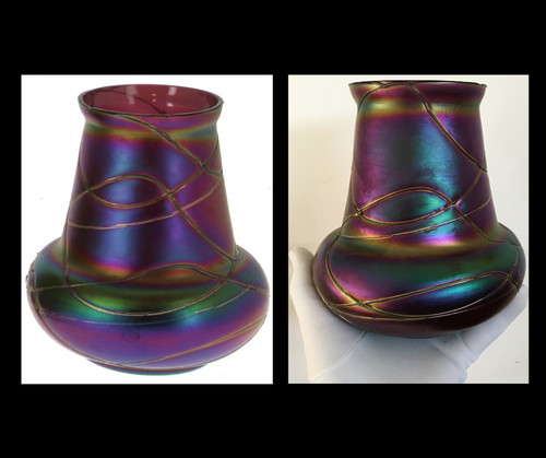 Superbe vase verre irisé - vase,