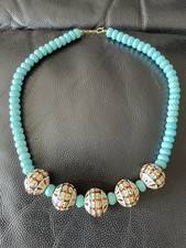 Collier Fantaisie Neuf Turquoise 50 Cm