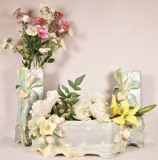 Fin XIXe Garniture Cheminée Gustave DE BRUYN Vase et Jardinière NOËL Fives Lille