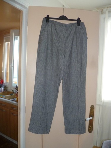 Pantalon vintage gris rayures - gris,