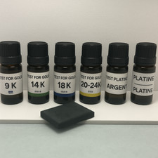 Kit test or 9K 14K 18K 24K + argent + platine + pierre – réactif bijoux maison