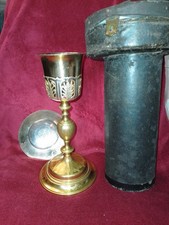 ANCIEN CALICE PATENE/COUPE ARGENT VERMEIL 1er COQ/PIED METAL doré/XIXè/H.26,5cm