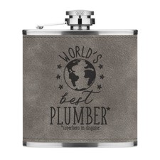 World's Best Plombier 170ml Cuir PU Hip Flasque Gris Drôle Blague Préféré