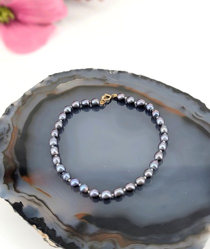 Bracelet perles grises avec - , le