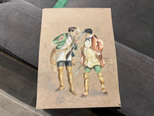 Dessin lavis scene de chasse