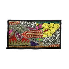 Ancienne tête de lit en patchwork brodé tapisserie bohème murale à suspendre Av