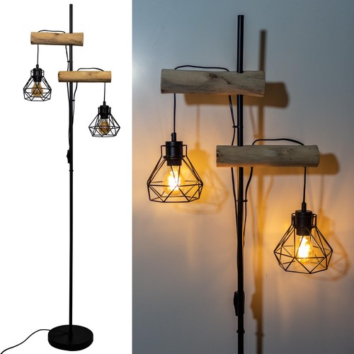 Lampadaires bois salon métal - bois,