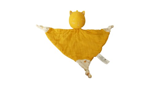 Doudou chat plat jaune - ,
