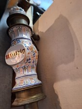 Ancienne pompe à bière laiton faience Mutzig C.1950 brasserie ... tireuse