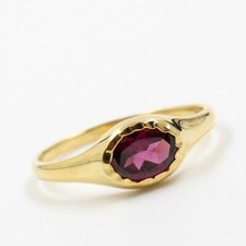 Bague cadeau anniversaire grenat bijou en argent massif 925 plaqué or taille 7,5