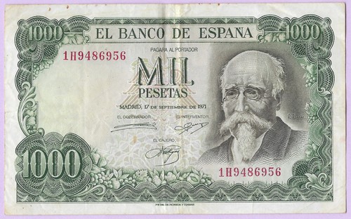 1000 pesetas espagne - 1971,
