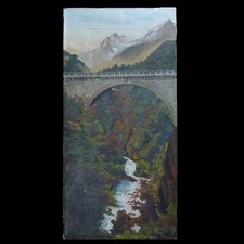 ANCIEN TABLEAU PEINTURE Huile sur toile PONT NAPOLEON dans les Hautes Pyrénées