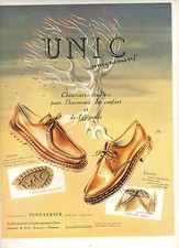 PUBLICITE ADVERTISING  1952   UNIC chaussures production FENESTRIER à Romans