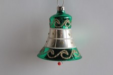 Ancienne Décoration Noël Cloche verre Christmas Ornament Santa (66691)