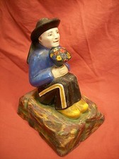 RARE SERRE LIVRE DESVRES FOURMAINTRAUX ART DECO Jeune Breton au bouquet de marié